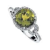 1 5 Cttw 09.00 Mm 14K White Gold Genuine Peridot And Diamond Ring