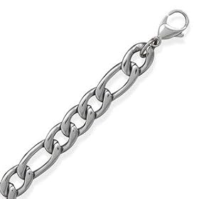 Mens Extra Heavy 11mm Figaro 316L Surgical Stainless Steel Necklace: Jewelry