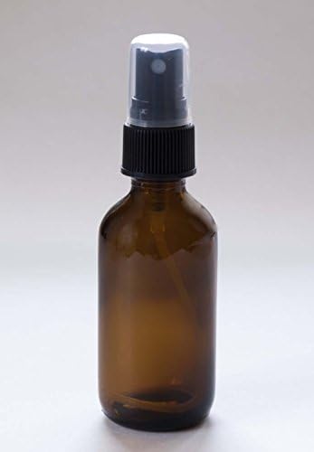Amber Spray Bottle Ideal for Essential Oils w/ Leak-proof Cover and Long-lasting Black Sprayer 2oz (2)