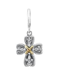 14K Yellow Gold Sterling Silver Cross Charm Pendant - 18mm