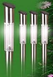 Outdoor Living : 4x Stainless Contemporary Solar Garden Lights - White