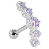 Lavender - 925 Sterling Silver 5 Gem Cartilage Piercing Earring