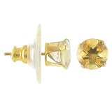 14 KT Yellow Gold Citrine Stainless Steel Back Post 14K Stud Earrings