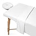 Saloniture 3-Piece Flannel Massage Table Sheet Set - Soft Cotton Facial Bed Cover - Includes Flat and Fitted Sheets with Face Cradle Cover - White