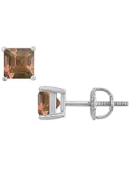 Smoky Topaz Stud Earrings 14K White Gold - 2.00 CT TGW