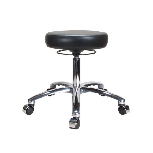 Perch 360-degree Ring Massage Therapy Swivel Stool in chrome 17-22" (Glides/Adobe White Vinyl)