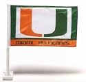 Miami Hurricanes 11x18 Double Sided Car Flag w/Wall Brackett - Set of 2