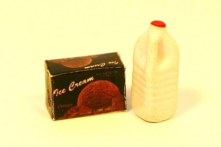 Dollhouse Miniature Ice Cream and Milk