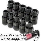 S K Hand Tools (SKT33440) 10 Pc. 3/8 Dr. Metric 12 Pt Swivel Impact Socket Set