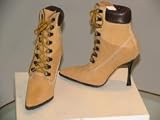 NEW BEIGE NUBUK ANKLE BOOTS w/ STILETTO HEEL #26198