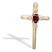 14K Yellow Gold Genuine Oval Garnet and Diamond Cross Pendant