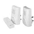 Twin Pack 80m 80 meters Range UK Plug-in 16 Channels & Sounds Wireless Door Bell Chime DoorBell With Socket for Home house & office(White)
