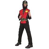 Deluxe Muscle Ninja Red Dress Up Halloween Costume - Size Child One Size Fits Most