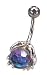 Blue Crystal Ball Hands Steel Belly Ring Curved Barbell