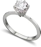1 ct Cubic Zirconia Solitaire Ring 14K White Gold