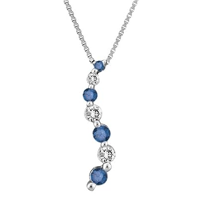 14K White Gold 1/4 ct. Alternating Blue and White Diamond