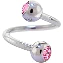 SWAROVSKI Pink DOUBLE GEM Spiral Twister Belly Ring