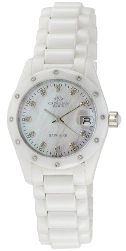Oniss Womens Swiss Sapphire Ceramic Diamond Watch ON601-L White Oniss Womens Swiss Sapphire Ceramic Diamond Watch ON601-L White