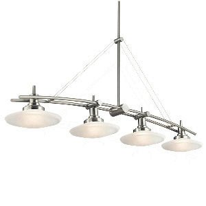 Kichler Lighting 2043NI Structures 4-Light Halogen Island Fixture, Brushed Nickel with Satin-Etched Glass