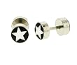 Stainless Steel Fake Plug - White Star - 16G - 6mm - Sold as a pair