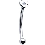 Stainless Steel Clear Gem Heart Eyebrow Ring