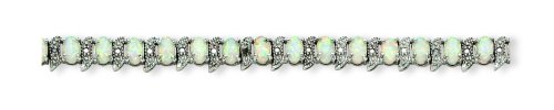 Sterling Silver Opal and Diamond Bracelet