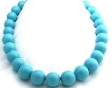 Turquoise Necklaces Royal Turquoise Based Mother of Pearl 18 mm to 12 mm Gorgeous Beads Beaded Necklace 17