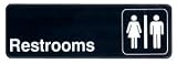 3''x9'' Restaurant Sign, Black, Restrooms