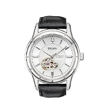 Luxury Watches - Bulova Men's Mechanical Hand-Wind Automatic Strap Silver White Dial Watch #96A111