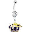 NCAA LSU TIGERS Single Crystalline Gem Belly Ring - Louisisana State