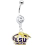 NCAA LSU TIGERS Single Crystalline Gem Belly Ring - Louisisana State