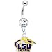 NCAA LSU TIGERS Single Crystalline Gem Belly Ring - Louisisana State