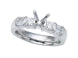 0.70 cts Baguette Diamonds Engagement Ring - Platinum, 18kt White or Yellow Gold