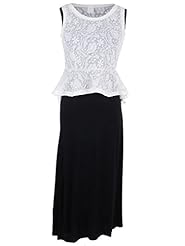 Sleeveless Lace Peplum High-Low-Hem Scoop Neck Maxi Dress 