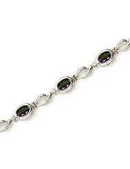 14K White Gold Oval Mystic Topaz Bracelet