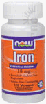 NOW Foods Iron (Ferrochel Chelated Iron) - 120 Vegetarian Capsules