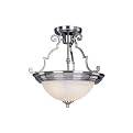 Casual Satin Nickel V2-Bulb Semi-Flush Mount - Marble Shade