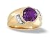 14K Yellow Gold Genuine Round Amethyst and Diamond Men's Ring