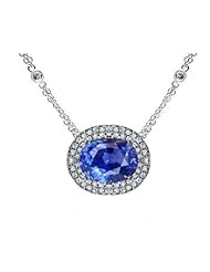 5.60ct Oval Sapphire & Vs Diamond Necklace 14k Gold