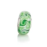 Bling Jewelry Green Swirl 925 Sterling Silver Murano Glass Bead Troll Pandora Compatible