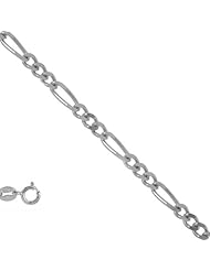 14k Solid White Gold 1.9 mm (5/64 Inch) Figaro Chain Necklace 18" w/ Spring Ring Clasp