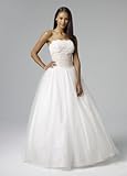 IMAGE OF David's Bridal Strapless Tulle Ball Gown with Beaded Corded Lace Style INT3211, Ivory/Hazelnut, 20