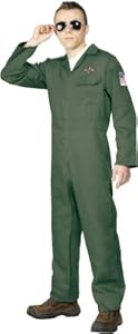 Smiffy's Men's Aviator Costume with Zip Up Jumpsuit, Green, X-Large