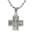Steel Mother of Pearl Cross Neclace and Pendant - 28"