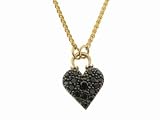Black Diamond Heart on Gold Chain by Mizuki