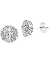 14k White Gold Diamond Cluster Earrings Studs (0.50 Carat)