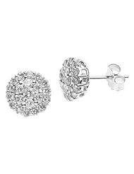 14k White Gold Diamond Cluster Earrings Studs (1/2 Cttw)