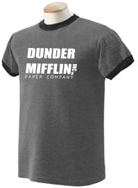 S.Horizon-DUNDER MIFFLIN PAPER COMPANY Ringer T-Shirt~Heather Black/Black~Adult-MD