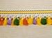 Passementerie Colorful Tassel Trim in Green Mauve Yellow & Saffron