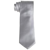 Calvin Klein Men's Malte Satin Solid Slim Tie,Silver,One Size